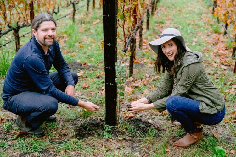 Ben and Sierra in the vineyard
